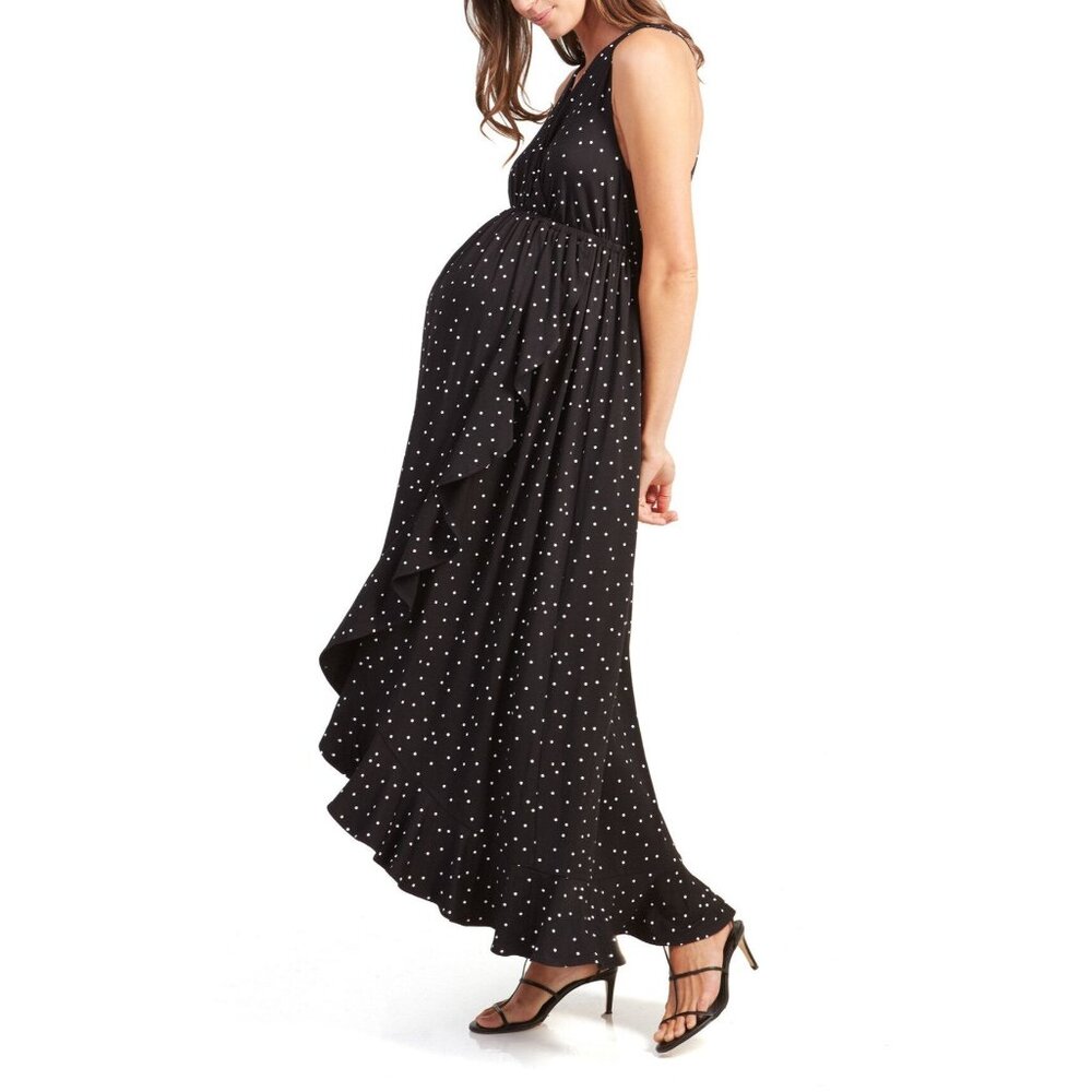 Ingrid + Isabel Racerback Ruffle Skirt Dress Black Polka Dot Print Size Small - Picture 2 of 4